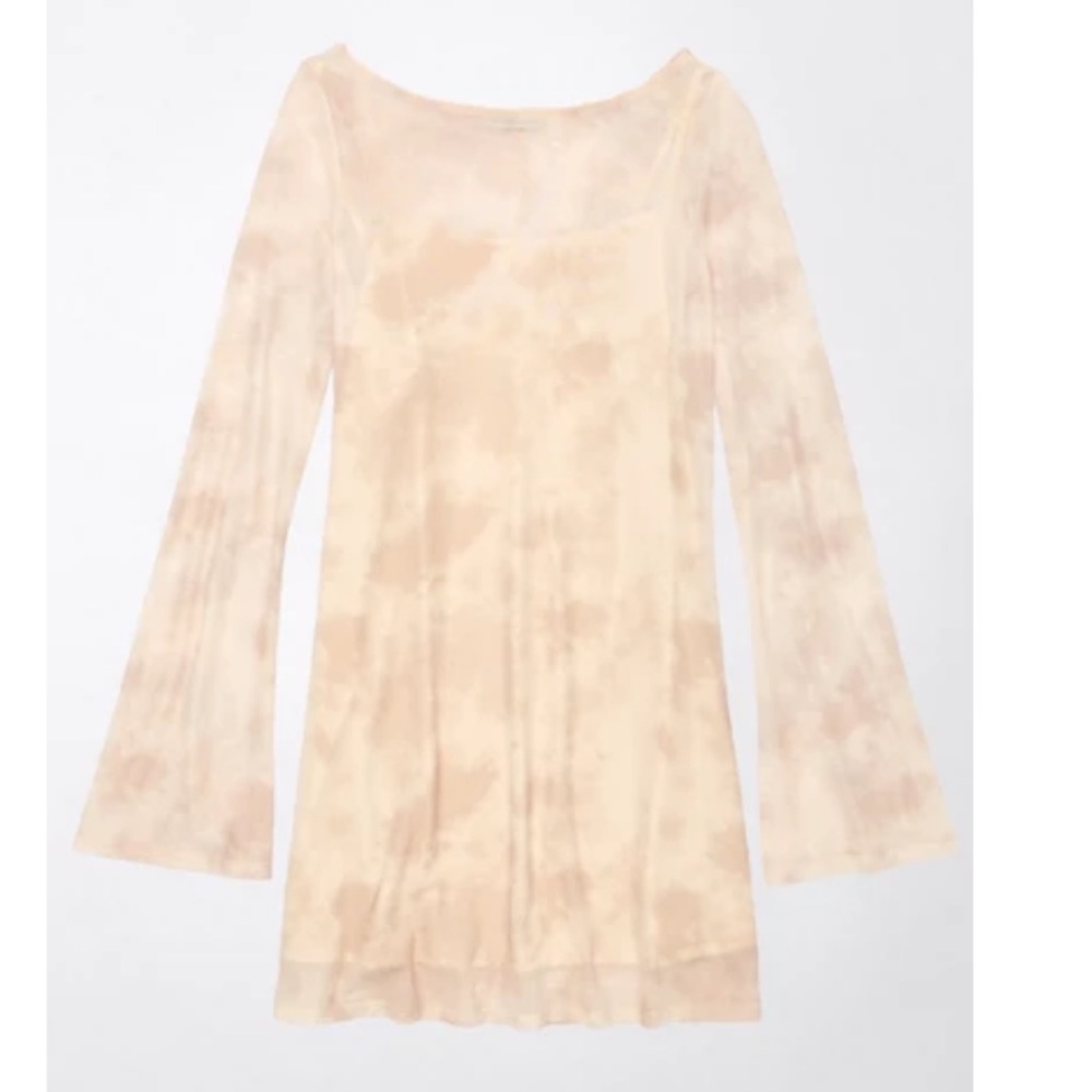 American Eagle Outfitters Cream Long Sleeve Dress
